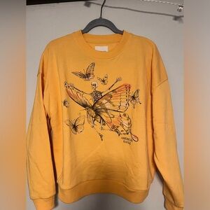EUC American Eagle Skeleton/Butterfly Crewneck Sweater Size M